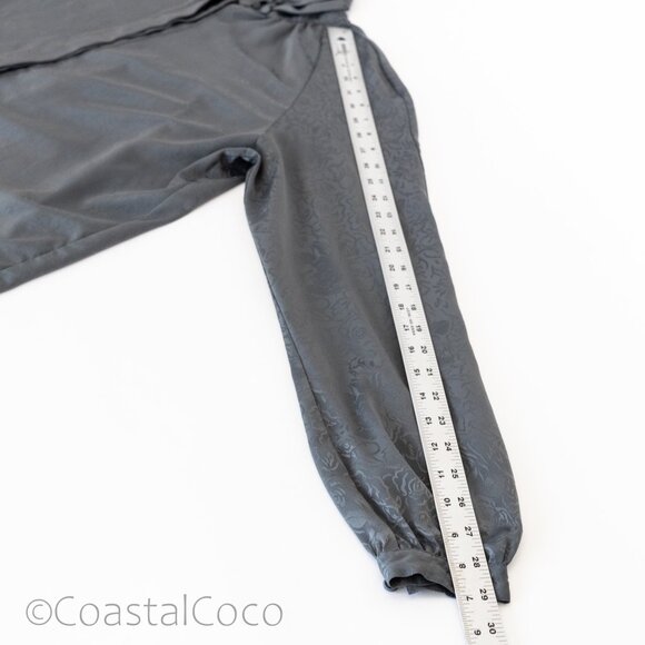 Vintage Christie & Jill Black Floral Jacquard Blouse 14 Baroque Goth Romantic - Picture 12 of 13